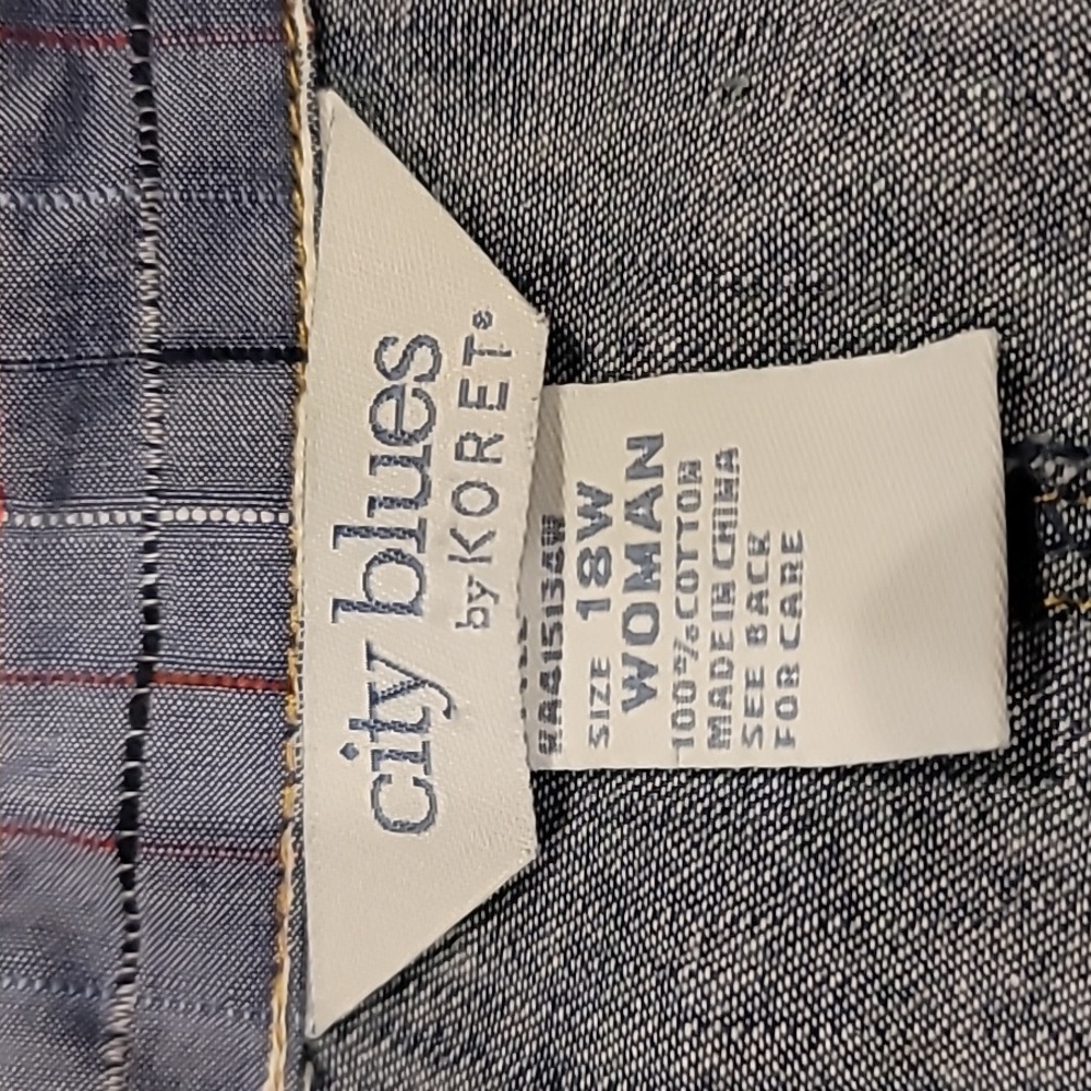 City Blue Chambray Embroidered Patriotic Stars Shirt Blue 18W - Picture 8 of 11